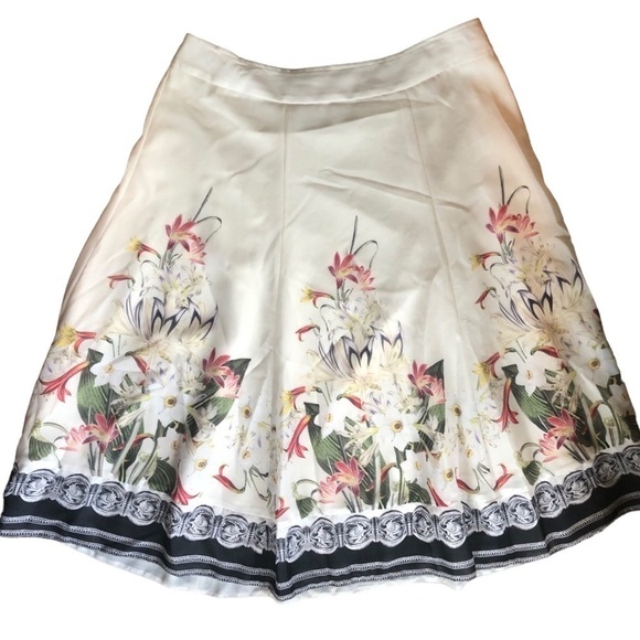 Soft Surroundings Spring Meadow Ivory Floral Skirt Sz. PM Career Cottagecore - Picture 2 of 6